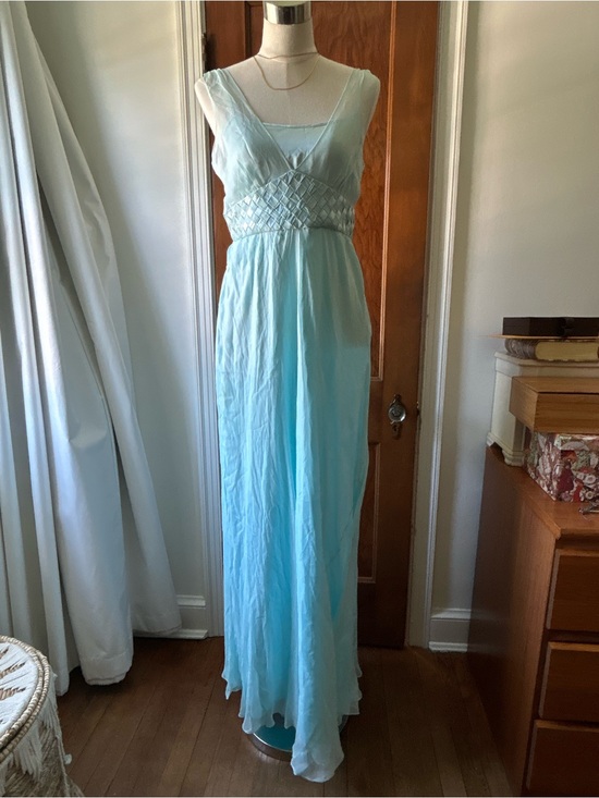 Calvin Klein Dresses & Skirts - Calvin Klein Pale Aqua Silk Maxi Dress with Braided Waist